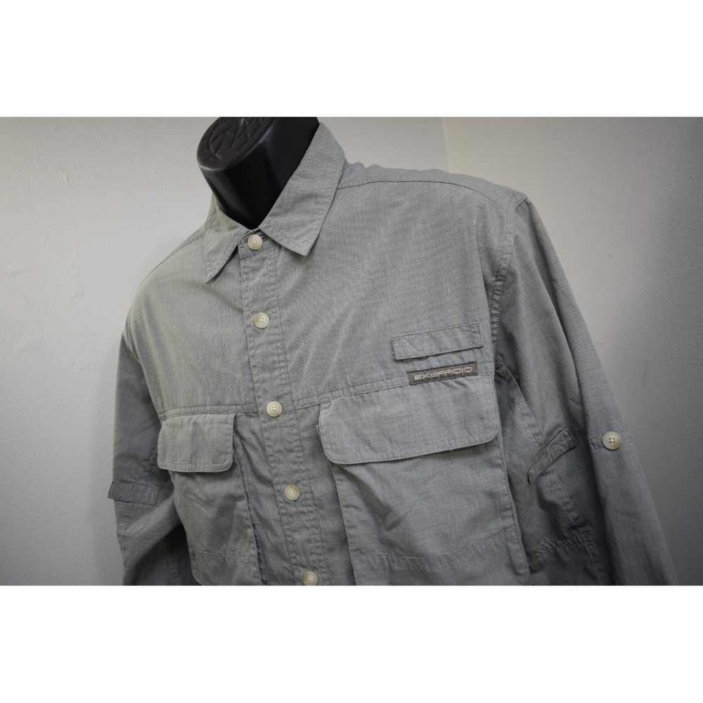 ExOfficio Vented Fishing Shirt Green Buzz-Off Long Sleeve Button Up Mens Medium